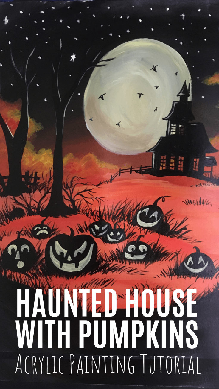 Spooky Halloween Haunted House Acrylic Painting for Beginners