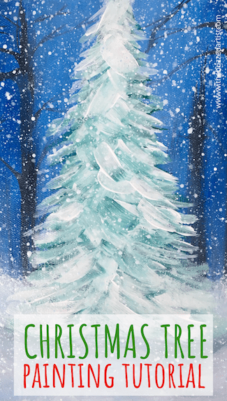 Easy Snowy Christmas Tree Painting Tutorial